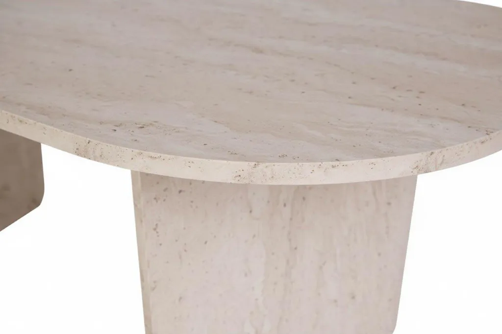Table Basse Ovale Design Marbre Blanc 130x65 cm, Modèle Dozza Chic