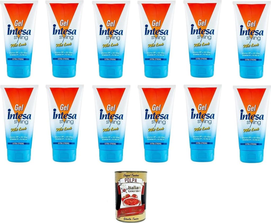 INTESA Gel Capelli Wet Look Extra Strong Wet Look Extra starkes Haargel 12x150ml+ Italian Gourmet polpa 400gr