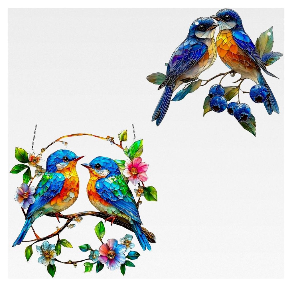 2 Sonnenfänger für Doppelvogel, bunt | Dekoration für Fenster und Garten | Mobile mit Licht (2, Kugel)