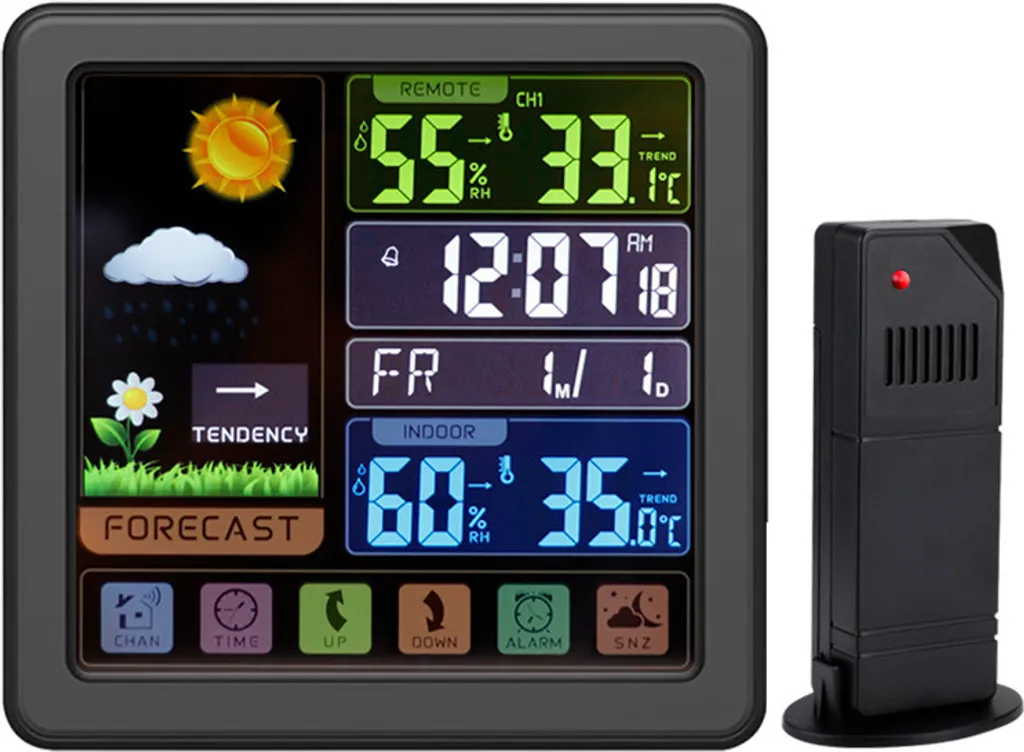 Thermomètre station météo sans fil pour maison avec sonde extérieure