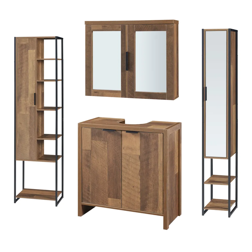 Mobilier de salle de bain complet Namsskogan 4 éléments décor noyer mat