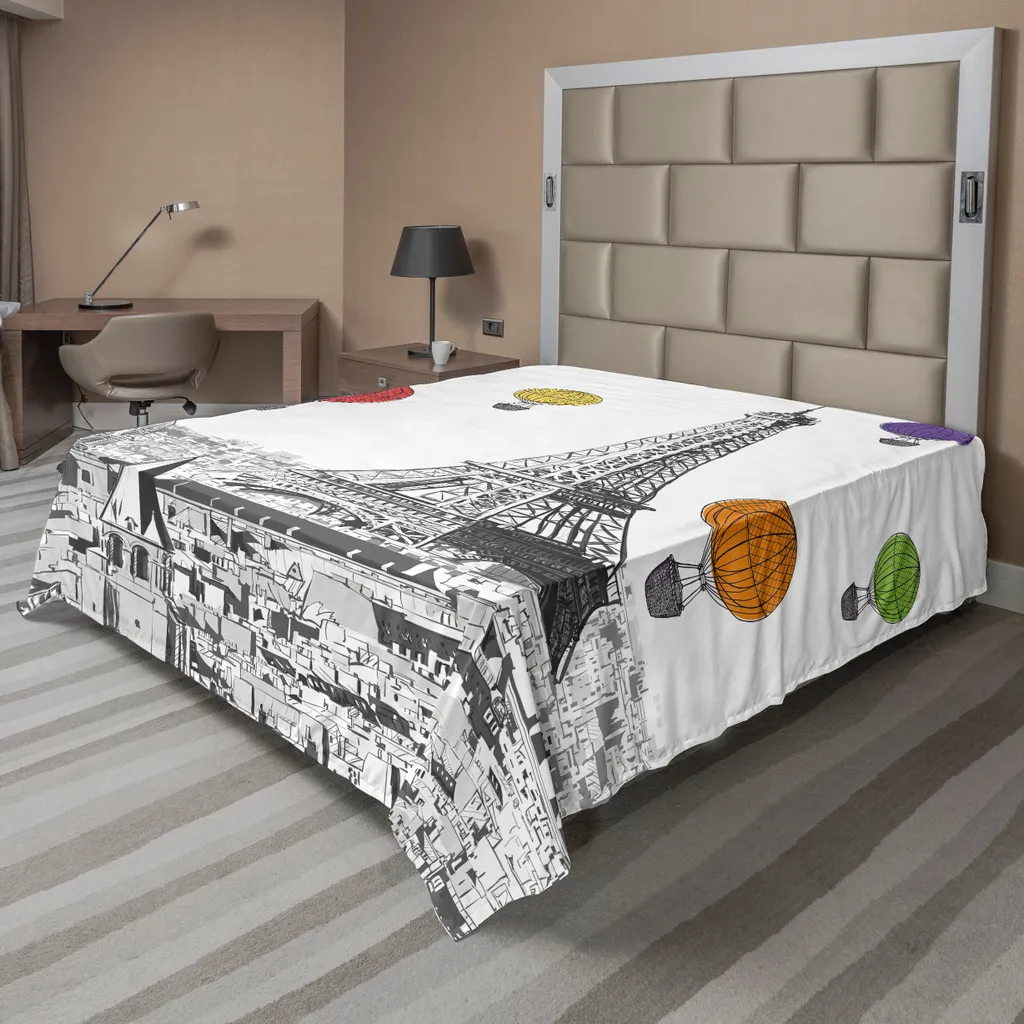 ABAKUHAUS Drap de Lit Paris Cartoon 260 x 228 cm Multicolore Confortable