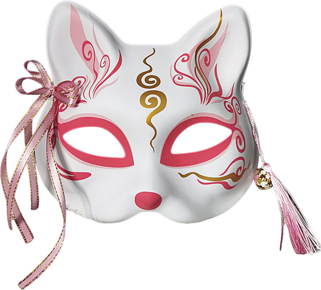 Anime-Fuchs-Maske im japanischen Stil, einzigartiges handgefertigtes Design, Gesichtsmaske für Halloween-Maskenpartys