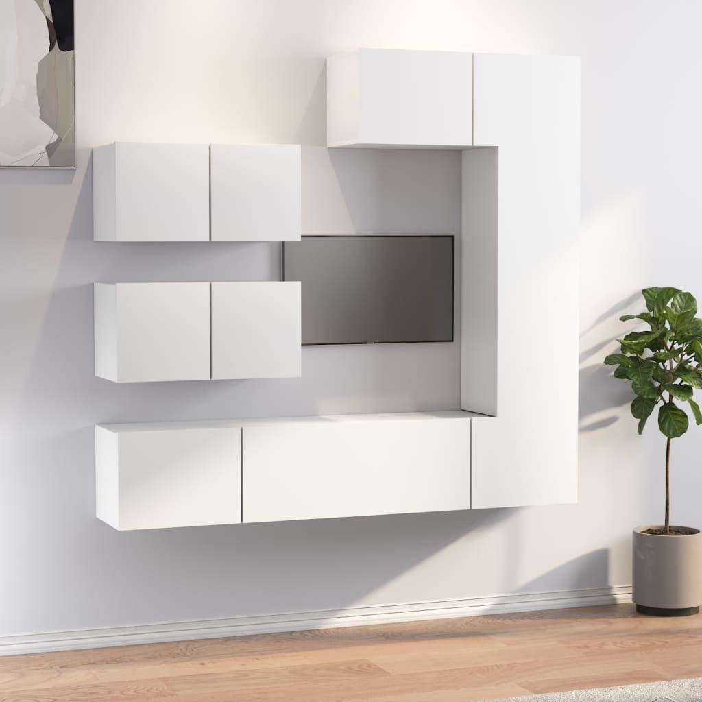6-tlg. TV-Schrank-Set Weiß Holzwerkstoff , TV-Schränke Design 2024