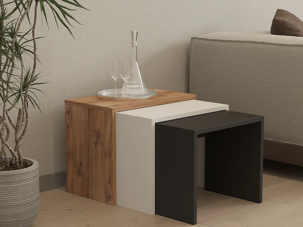 Table gigogne anthracite Gül par Skye Decor en bois mélaminé 3 pièces
