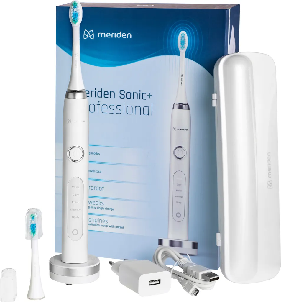 Brosse à dents électrique pour dents blanches Meriden Sonic + Étui rigide
