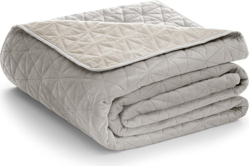 Tagesdecke Bettüberwurf Ultrasonic zweiseitge Steppung Samt 200 x 220 cm - Beige