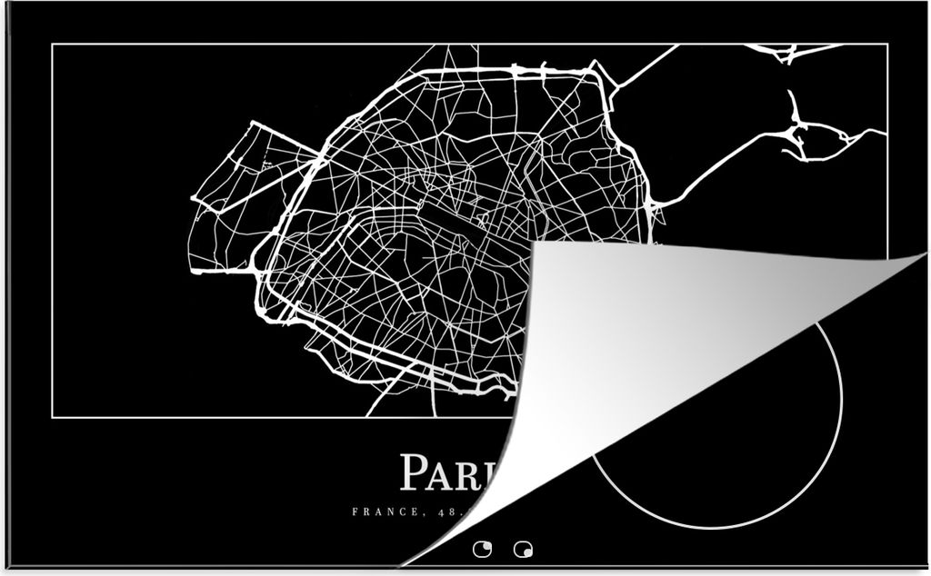 KitchenYeah© Herdabdeckplatte Paris - Karte - Stadtplan , Produktbild 