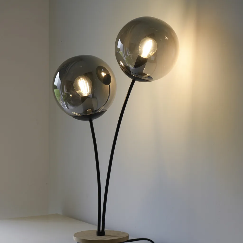 Lampe de chevet double en bois pour chambre et lecture E14 GERDA 50W - 5