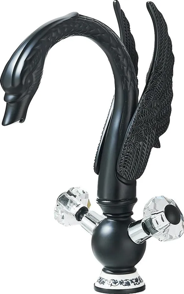 Robinet mélangeur lavabo double commande noir mat en laiton massif