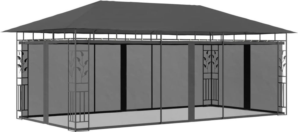 Pavillon mit Moskitonetz 6x3x2,73 m Anthrazit , Pavillons & Partyzelte Design 2024