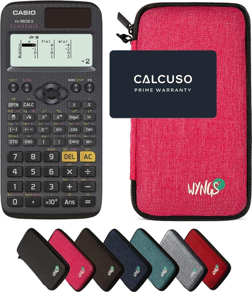 Casio fx-85DE X ClassWiz inkl. WYNGS Schutztasche Pink - Wissenschaftlicher Taschenrechner - Basic Set