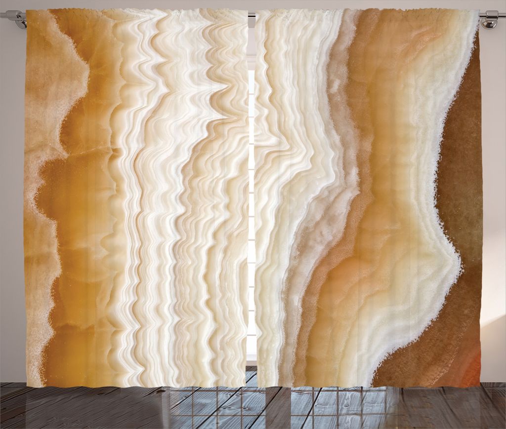 ABAKUHAUS Elfenbein-Creme Rustikaler Vorhang, Wellenförmiger Marmor-Effekt, Wohnzimmer Universalband Gardinen mit Schlaufen und Haken, 280 x 225 c...