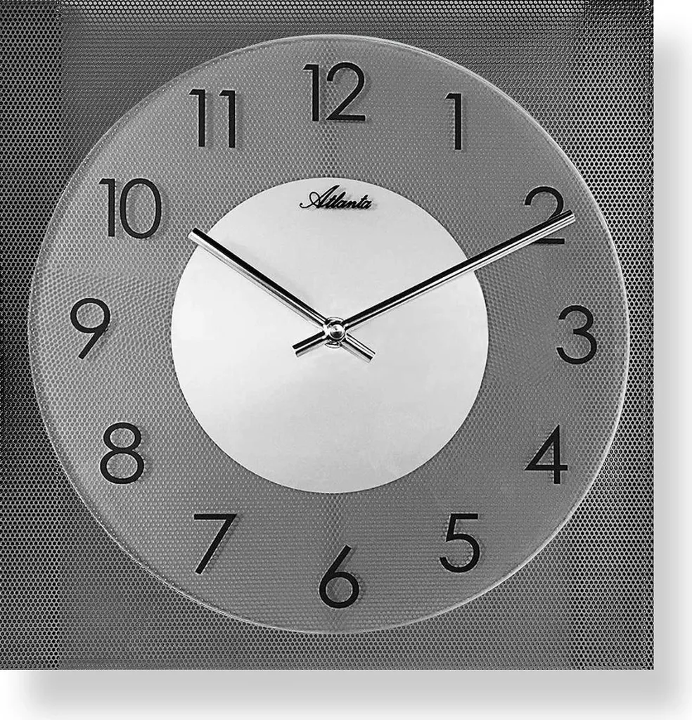 Horloge Atlanta 4520/4 Gris - Pendule Murale Bureau ou Cuisine Moderne