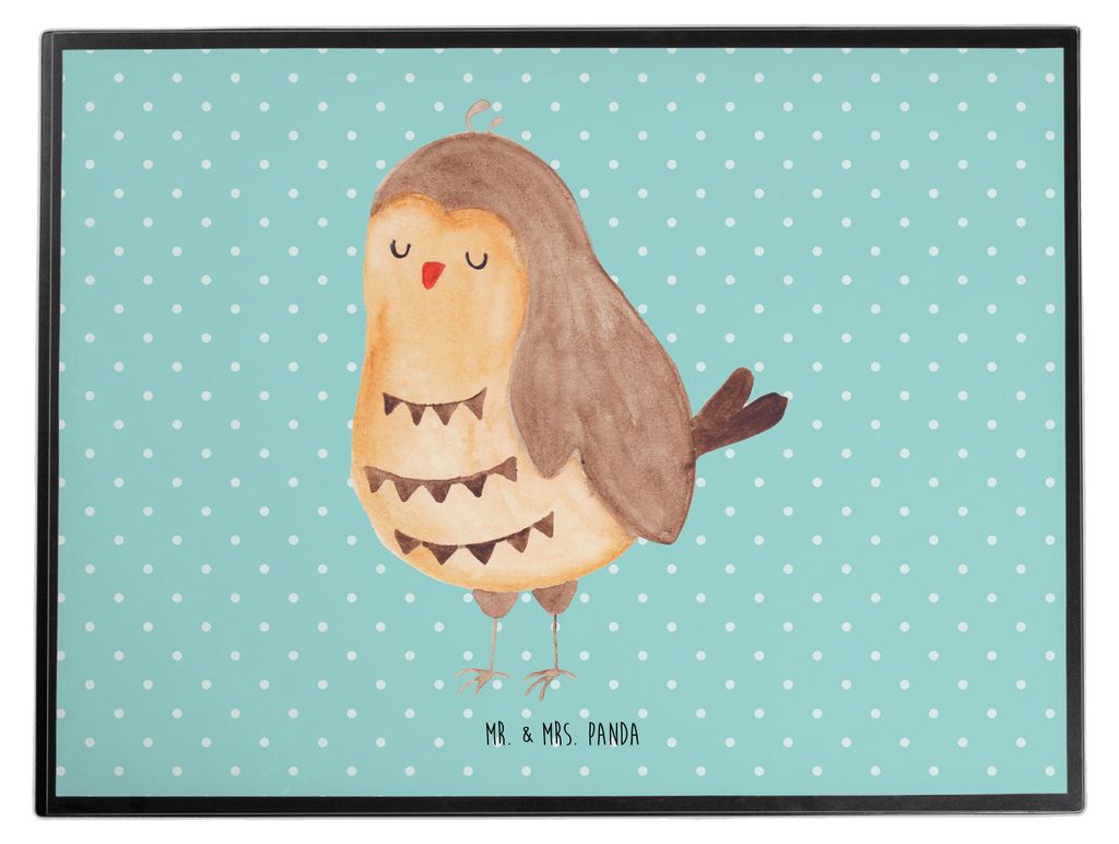 Mr. & Mrs. Panda tischschutz Eule Zufrieden - Türkis Pastell - Geschenk, glücklich, malunterlage, Tischunterlage, Hochzeitstag, Müde, schreibtis...