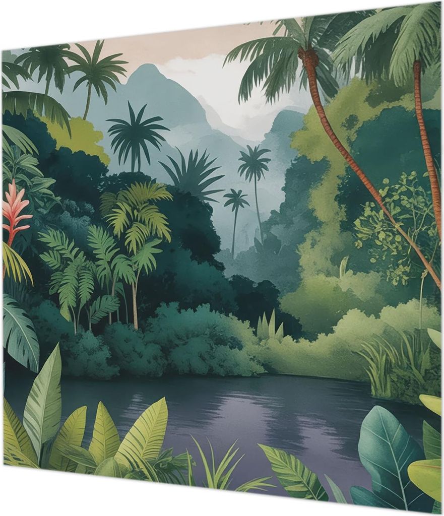 Wandtapete - Dekorative Tapete für Wohnzimmer - Tapetenfolie für Wanddekoration - 250x250 cm - Exotische Landschaft