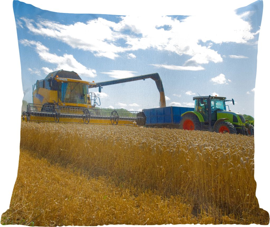 MuchoWow Zierkissen Sofakissen Wohnzimmer Dekokissen 40x40 cm Traktor - Bauernhof - Landleben - Ernte - Getreide - Foto Kissen - Schlafzimmer Dek...