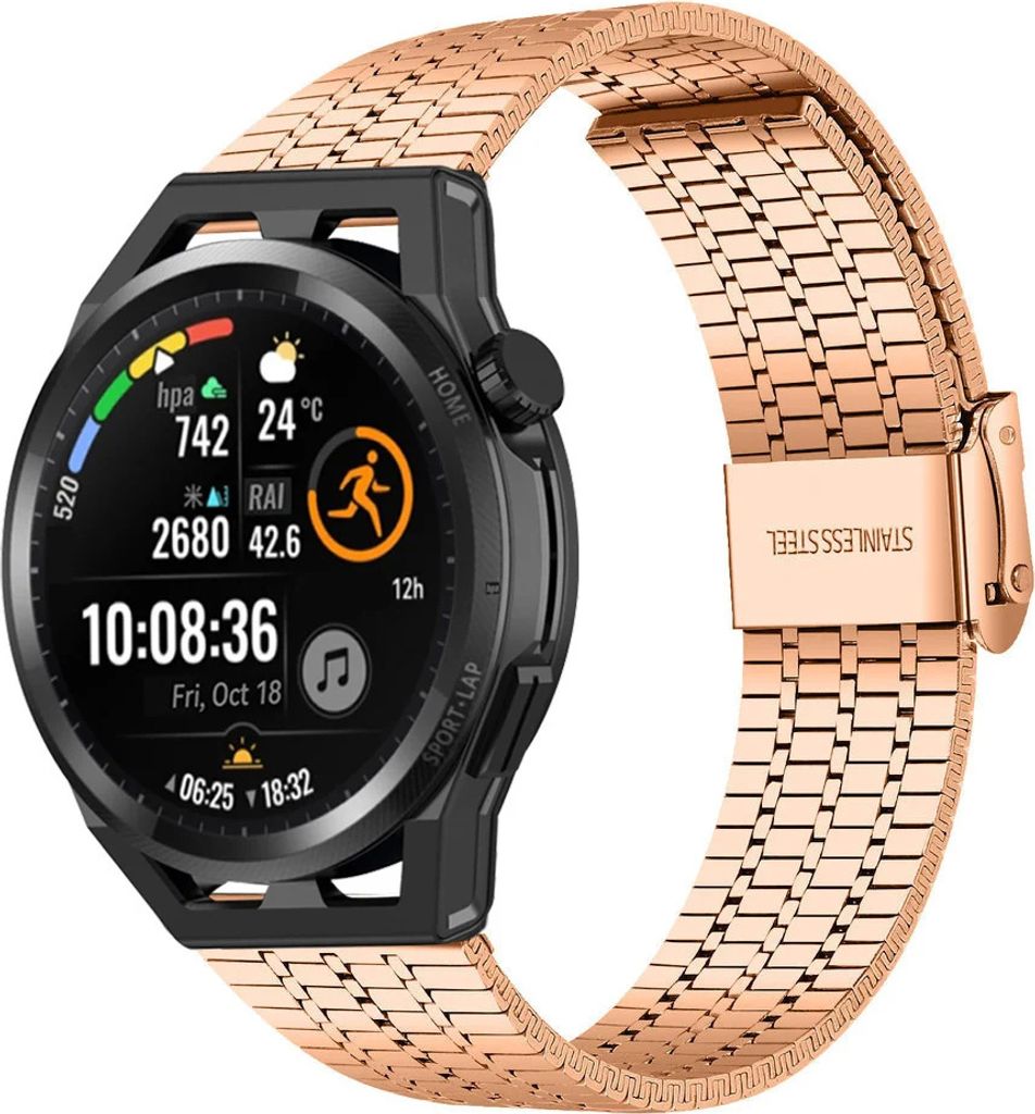 Strap-it Huawei Watch GT Edelstahlarmband (Roségold)