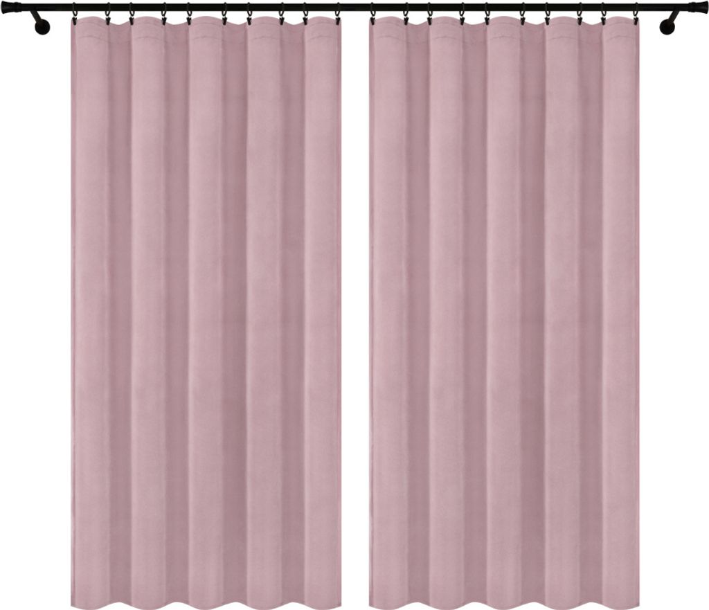 Fertige Vorhänge aus Velours mit Kräuselband 140x230 cm 2 Stücke Rosa Puderrosa Blickdichte Gardinen