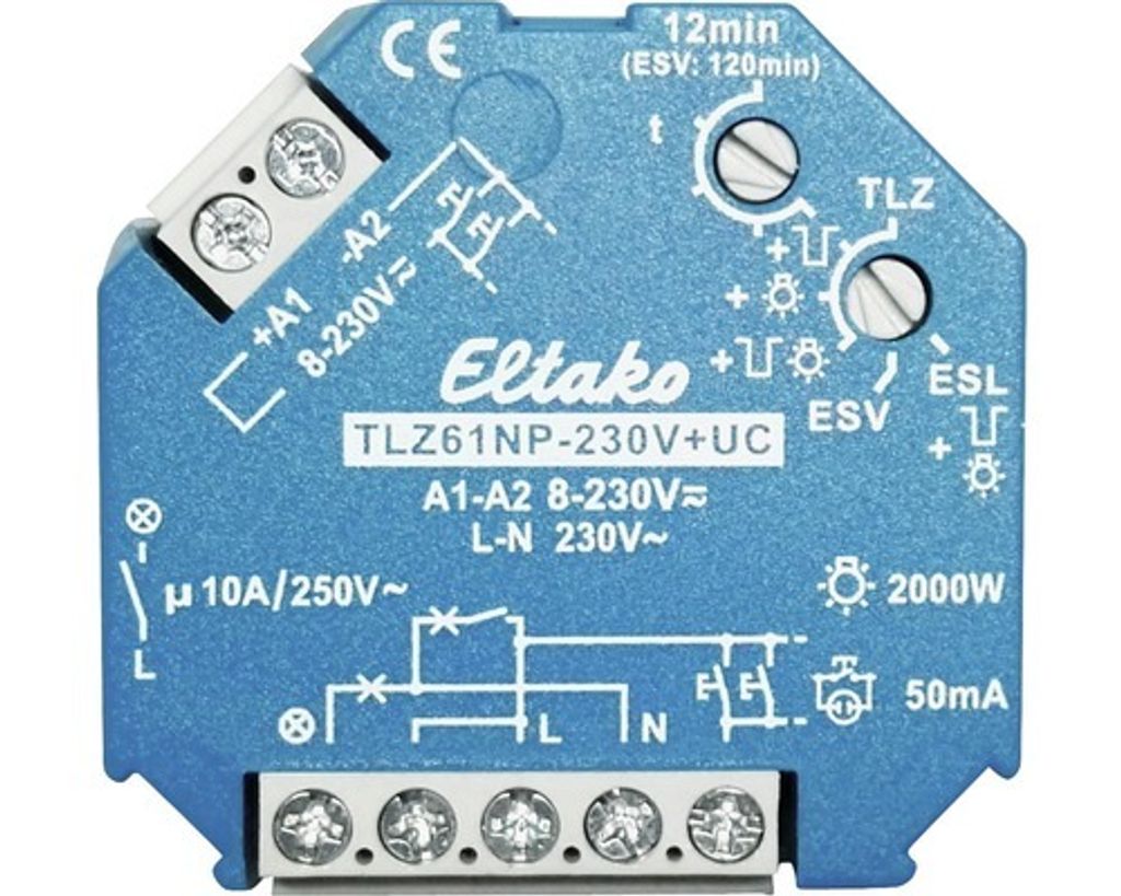 Schodišťový časový spínač Eltako TLZ61NP-230V+UC 10A/250V 1 Obrázek produktu 