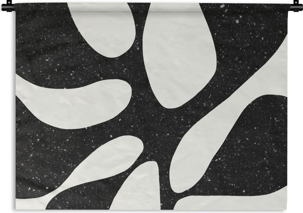 MuchoWow Wandteppich Wandbehang Pflanze - Schwarz - Minimalismus 90x67.5 cm Tapisserie Dekoration Wandtuch - Fototeppich - Wand-Skulpturen