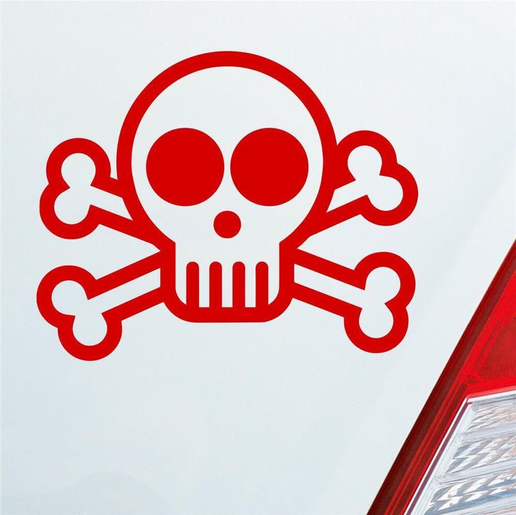 Auto Aufkleber Totenkopf Piraten Pirat Tuning Skull Dead 10x9 cm Rot Sticker Heckscheibenaufkleber