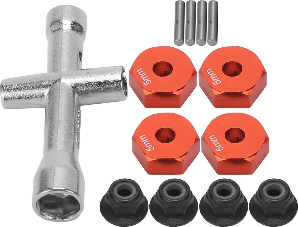 Kit Adattatore Esagonale 12mm RC 1/10 | Precisione CNC 5mm + Chiave