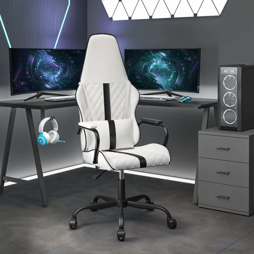 CLORIS Gaming-Stuhl Weiß und Schwarz Kunstleder 3143796