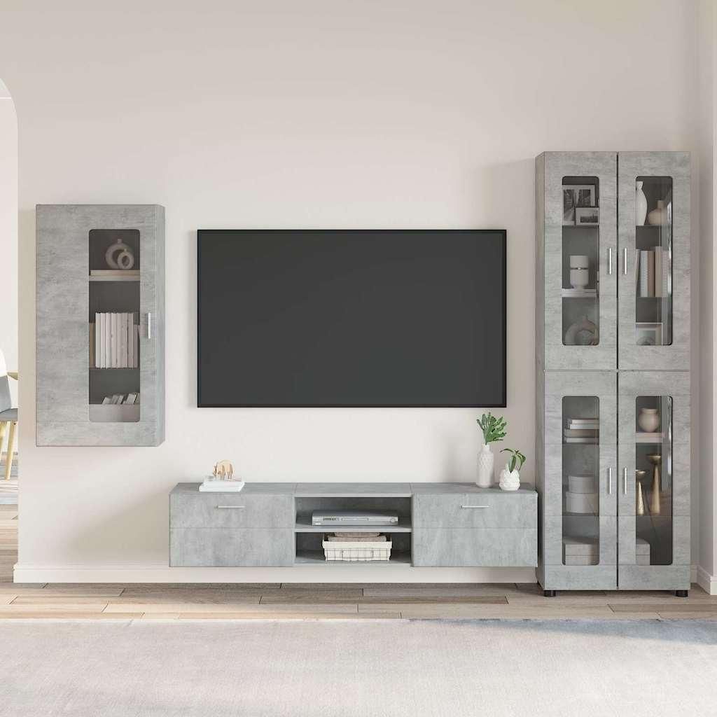 "Schlussverkauf" TV-Schrankset moderne - TV-Möbel/TV-Tisch - mit Schubladen mit Regal Beton Grau Holzwerkstoff C12149