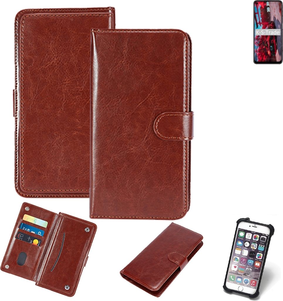 K-S-Trade 360° Hülle kompatibel mit Oppo K9s braun Kunstleder Case BookCase WalletCase Kunstlederederhülle Handyhülle, Rundumschutz Bumper (1x)