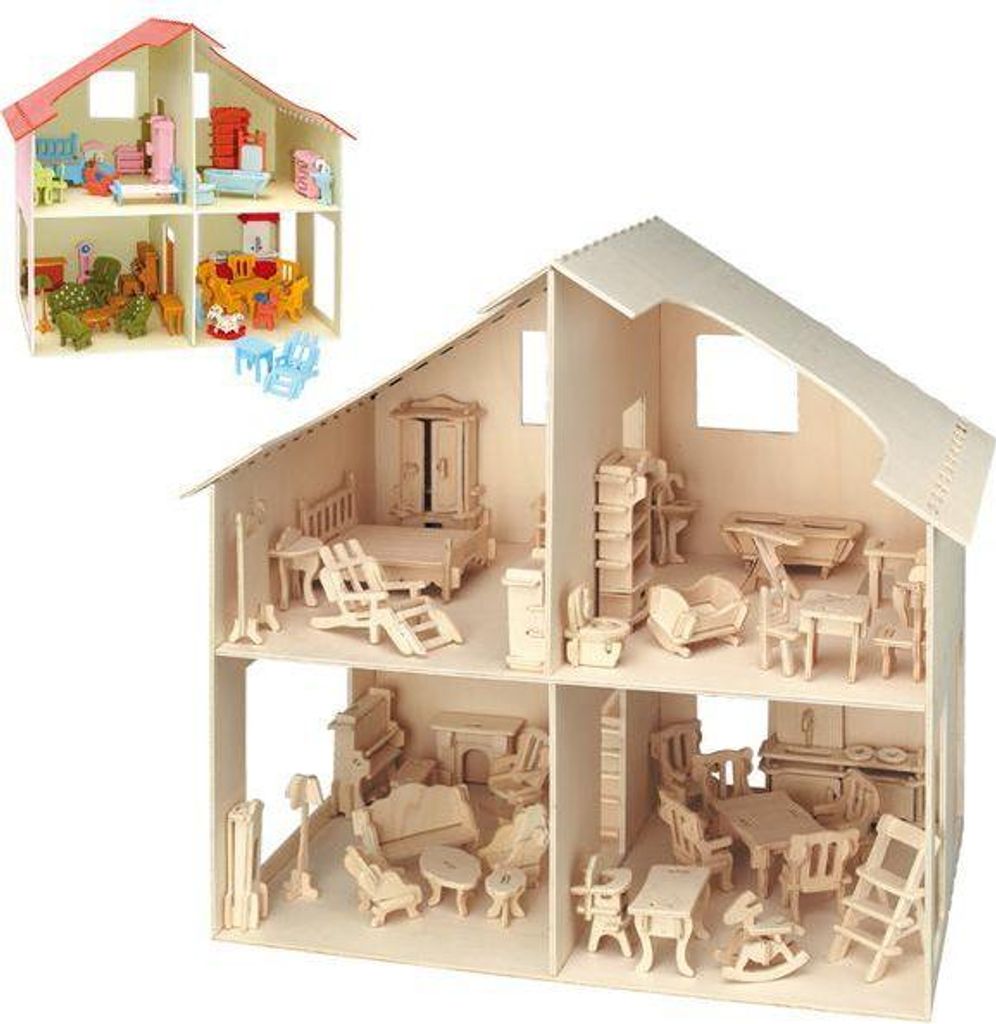 Mini kit da costruzione per casa delle bambole in legno, per