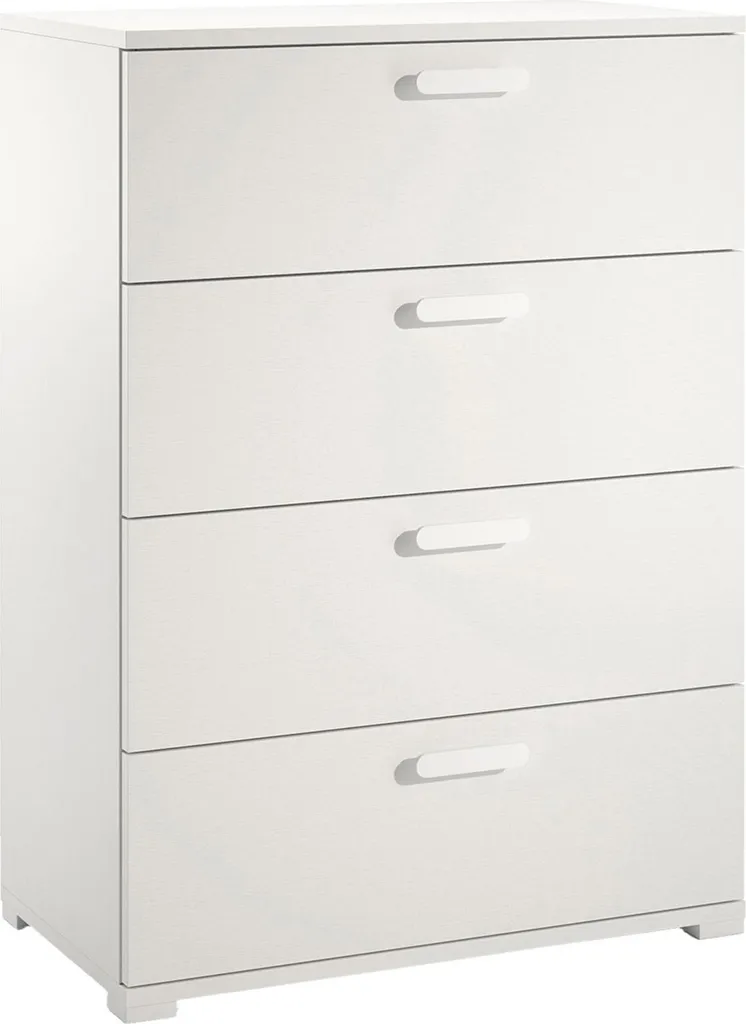 Commode de Chambre Blanche 4 Tiroirs Salimbene Style Contemporain Chic