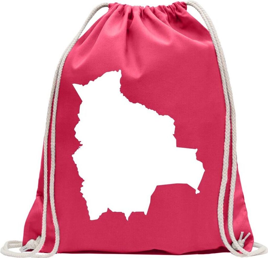 Kiwistar - Turnbeutel - pink - Bolivien Umriss Kontur - Fun Rucksack Sport Beutel Gymsack Baumwolle mit Ziehgurt