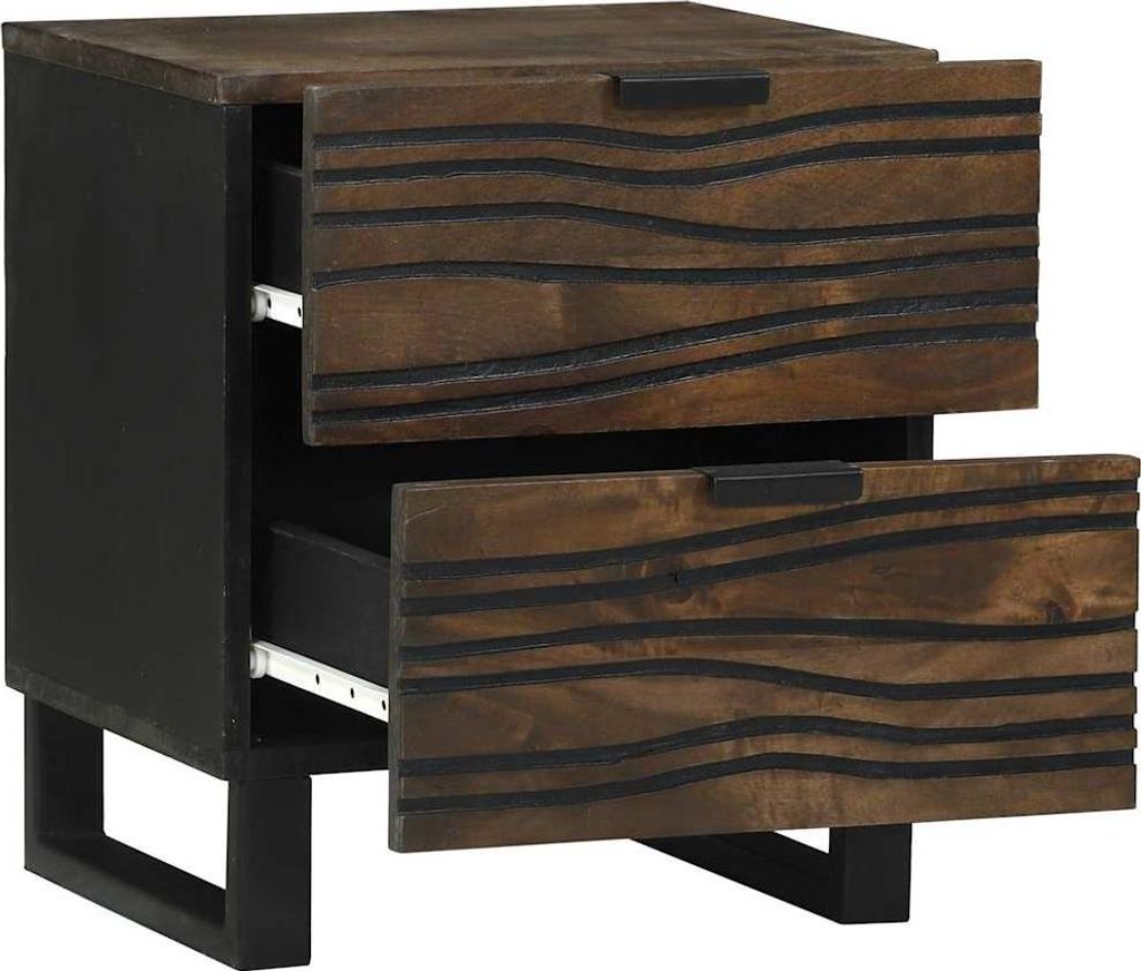 vidaXL Nachttisch 2 pcs Walnuss 40 x 33 x 46 cm Massivholz Akazie