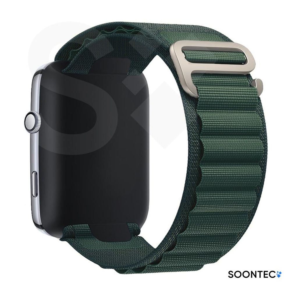 SOONTEC Premium Nylon Loop Armband für Apple Watch Ultra 1/2/3 & Series 1-11 – Outdoor-Sportarmband mit (silbernem) G-Hook Verschluss - in Dunke...