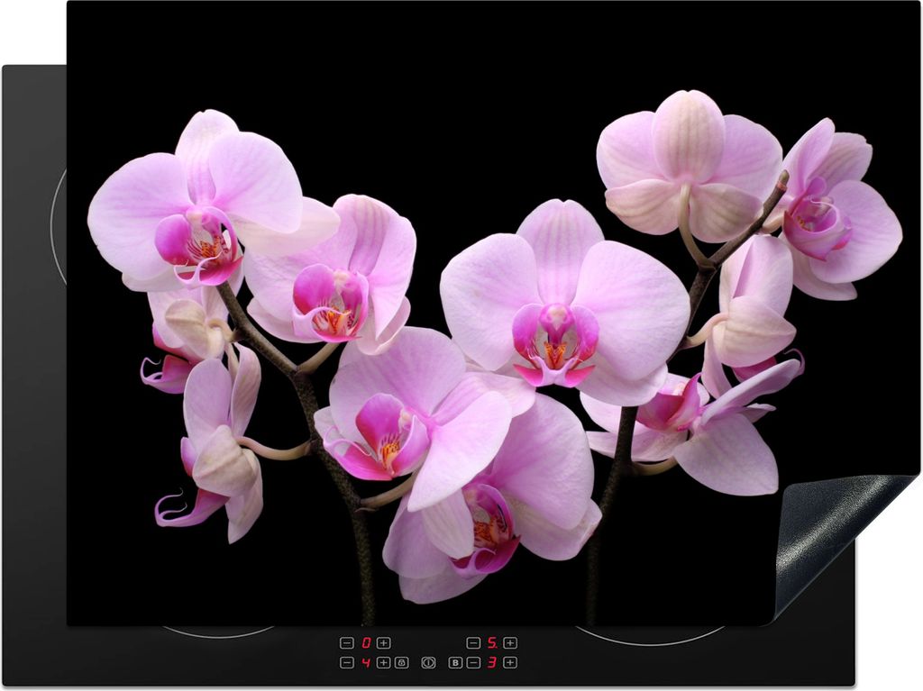 KitchenYeah Herdabdeckplatte Orchidee - Blumen - Rosa - Flora , 71x52cm, Küche Deko, Glaskeramikfeld Herdabdeckung, Abdeckplatte fùr Kochfeld