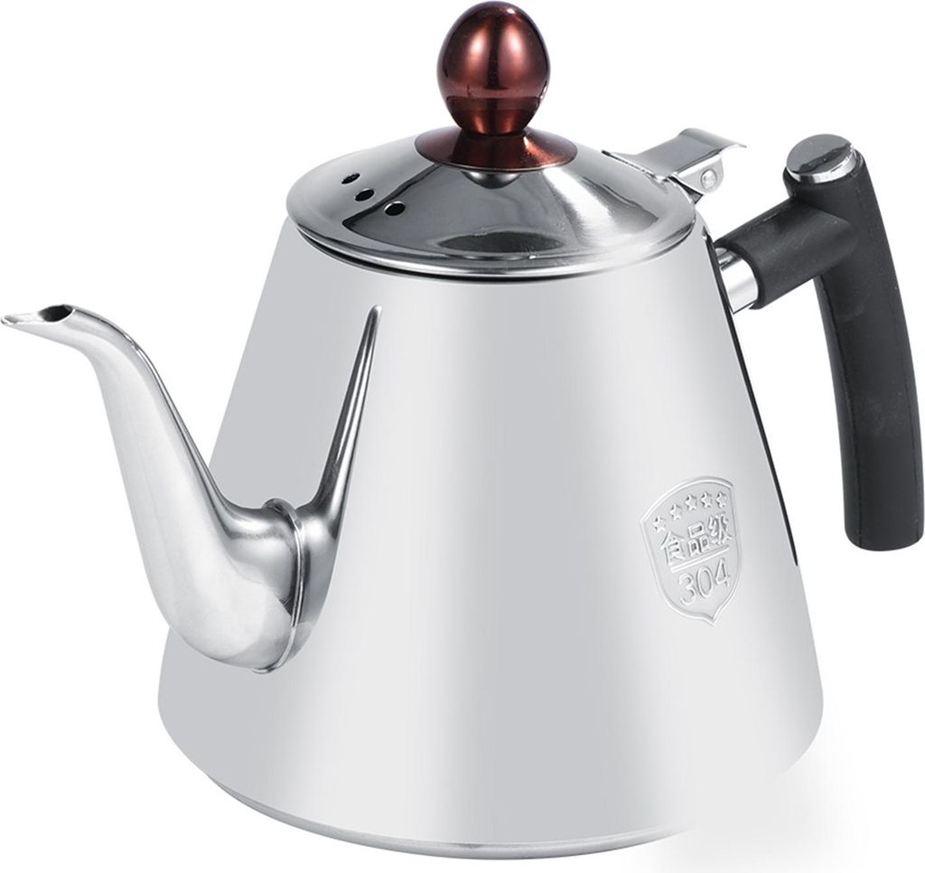 1.2L Edelstahl Herdplatte Teekanne Tee Kaffeekanne Wasserkocher Hitzebeständig Griff Poliert