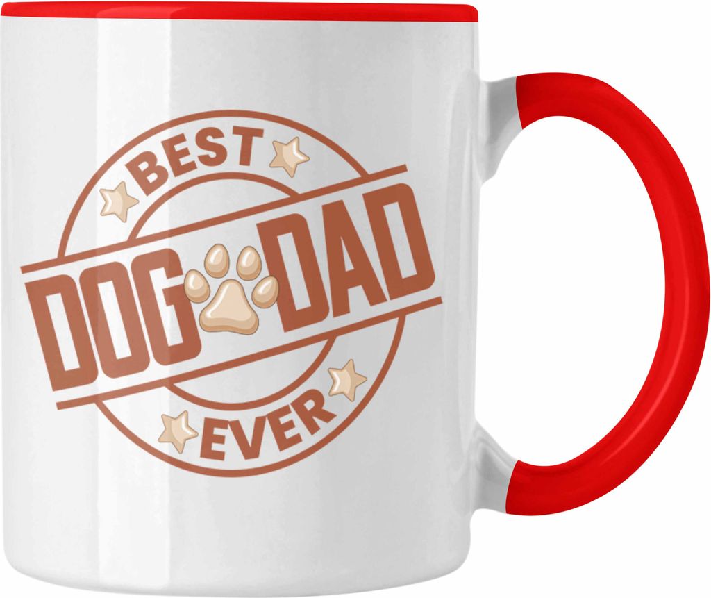 Trendation - Bester Hundepapa Ever Tasse Hunde Papa Dog Dad Geschenk Geschenkidee (Rot)