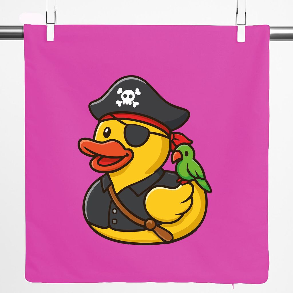 Huuraa Kissenbezug Quietscheente Pirat Gummiente Freibeuter 40x40cm Fuchsia Baumwolle Dekokissenbezug Geschenkidee