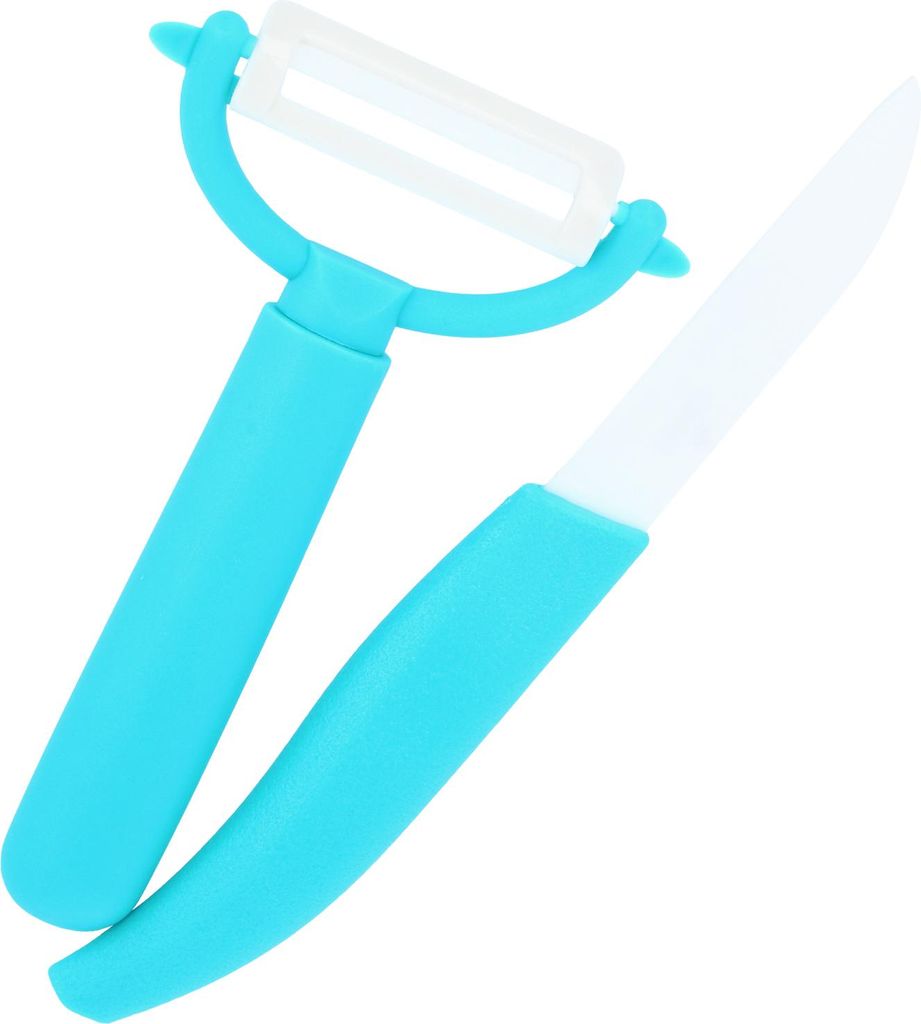 com-four® 2-teiliges Set aus Keramik Schäler und Messer - Produktbild 
