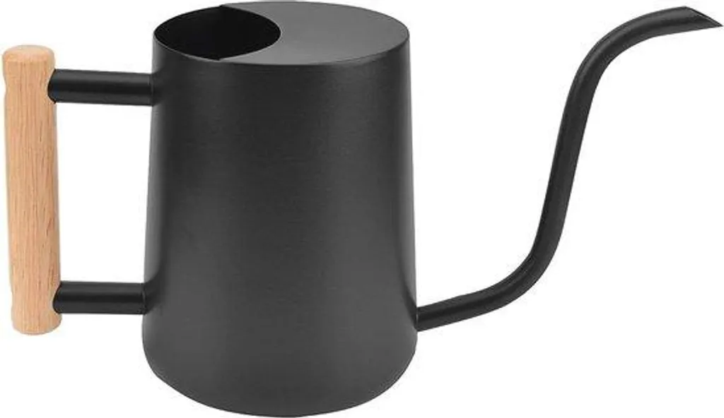 Petit arrosoir en métal noir 1L avec poignée en bois pour plantes