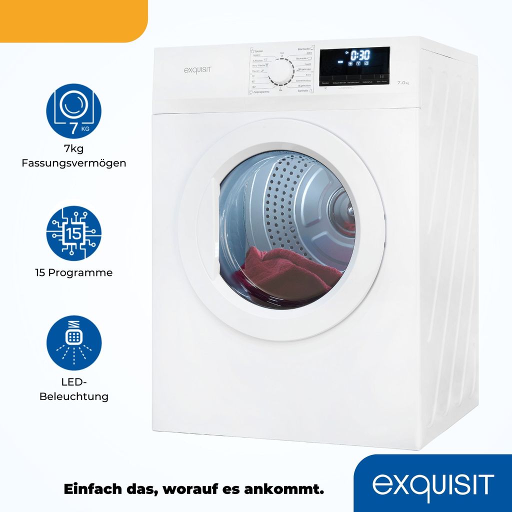 Exquisit Wäschetrockner 7kg, Wäschetrockner, Produktbild 3