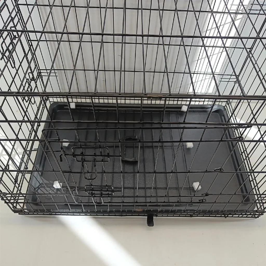 gabbia da trasporto per animali lionto, gabbia pieghevole in metallo con parete divisoria, base in plastica e chiusura di sicurezza, 76x49x56 cm - 9