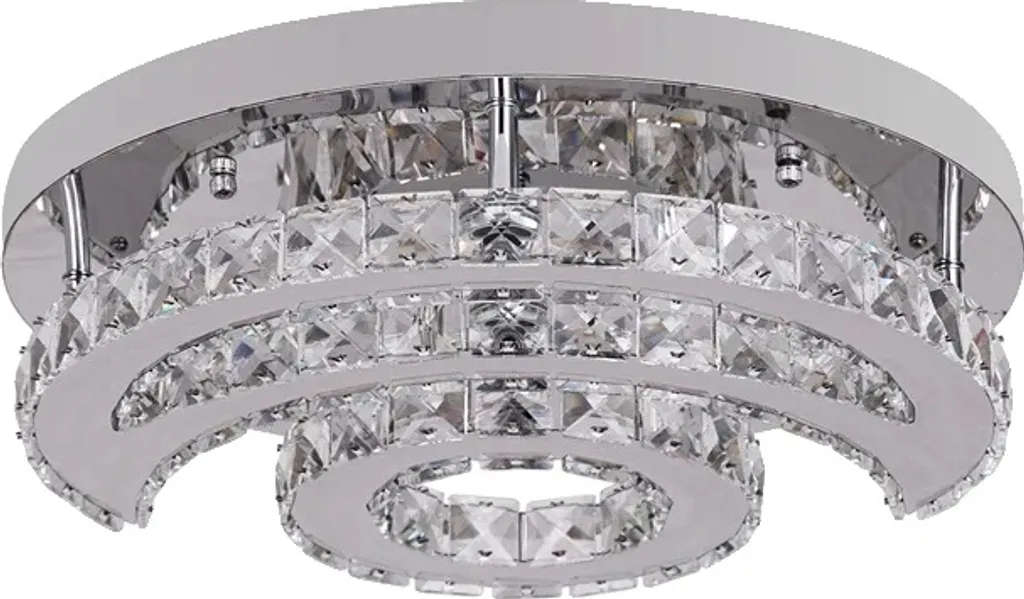 Plafonnier cristal K9 moderne LED 36W design flush-mount chrome de 40cm