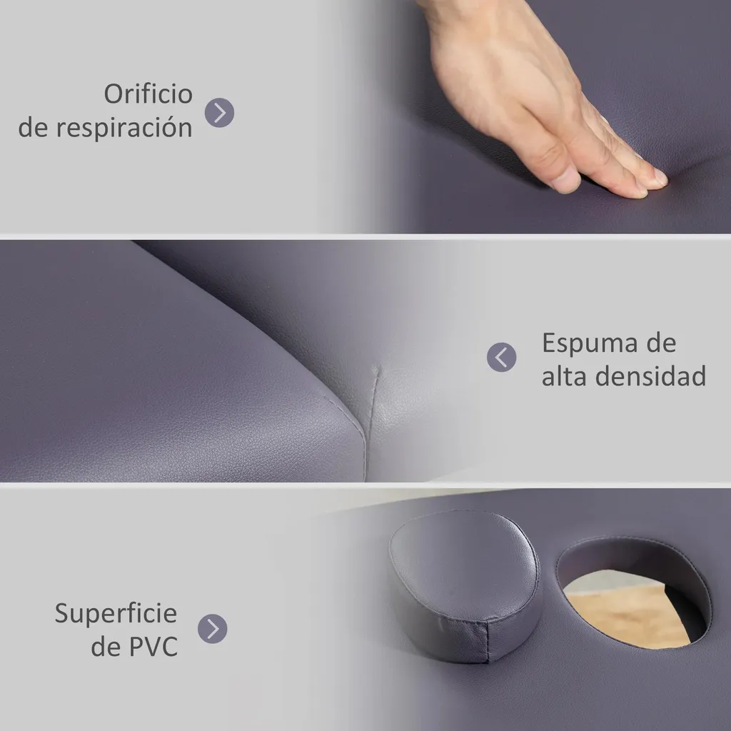 Table de massage bois violette avec appui-tête réglable de 58 à 81 cm