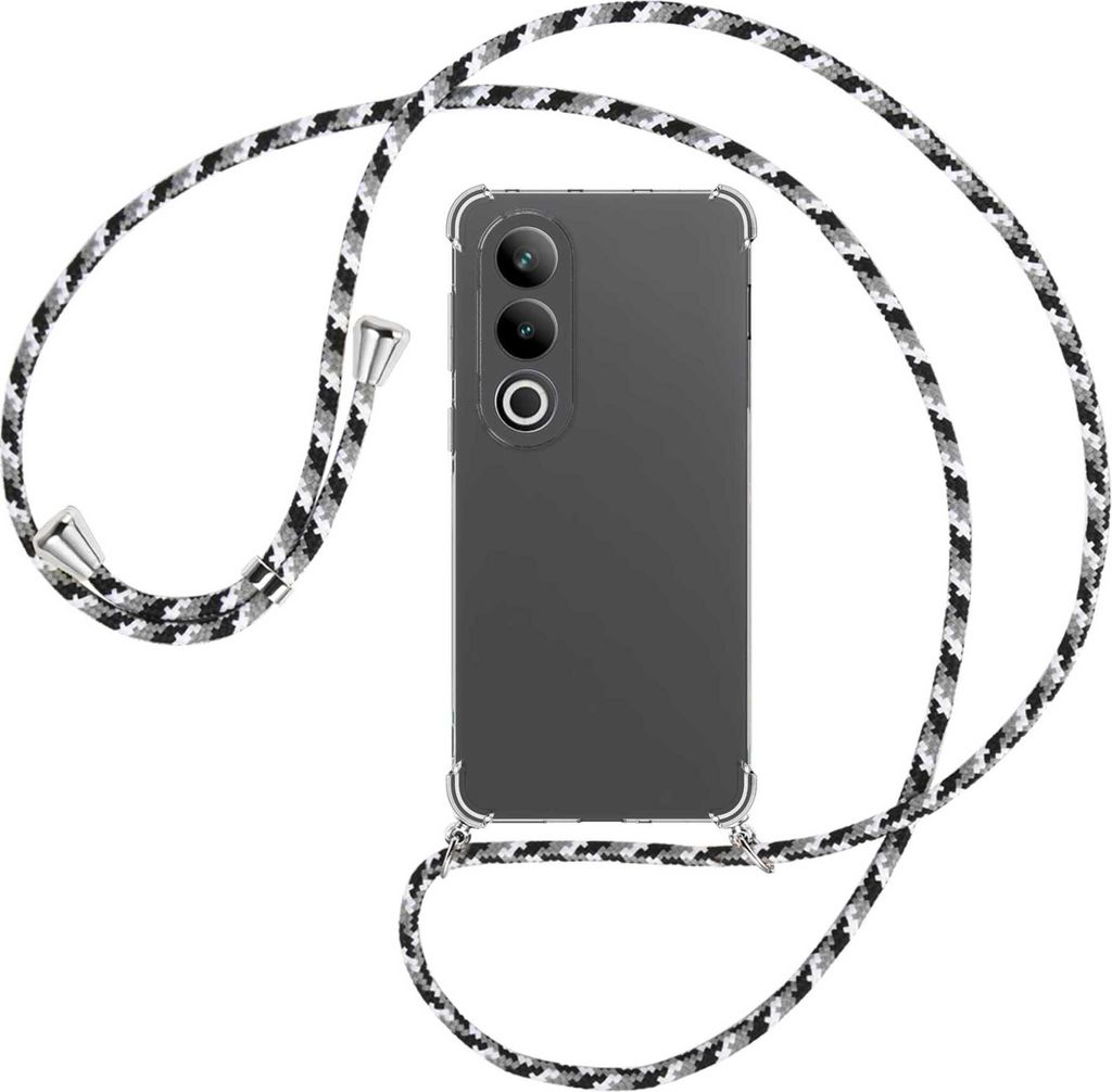 Handykette Backcover-Schutzhülle mit Band (Metall silberfarben) für OnePlus Ace 3V 5G - schwarz/grau/weiß