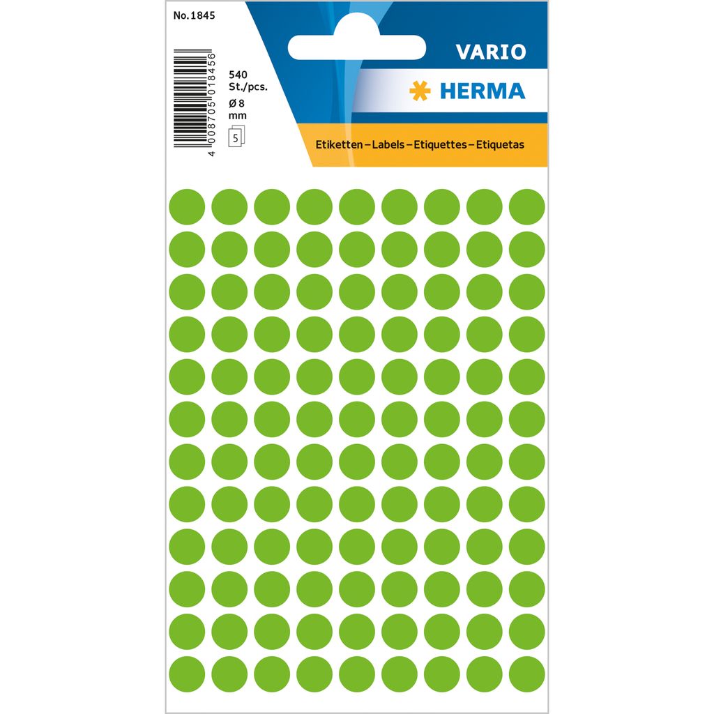 HERMA Vielzwecketiketten Ø 8 mm rund grün Papier matt 540 Produktbild 