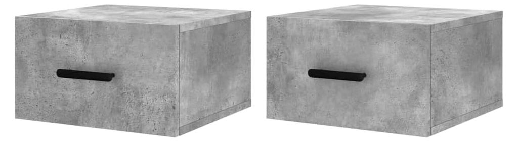 Wand-Nachttisch 2 Stück, Nachtschrank mit viel Stauraum, hängende Nachtkommode, Wandschublade für das Schlafzimmer, Betongrau