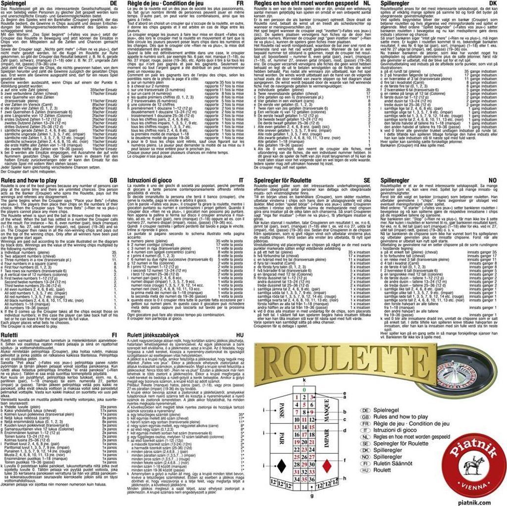 Piatnik - 638794 Roulette 27 cm, Einheitsgröße Produktbild 
