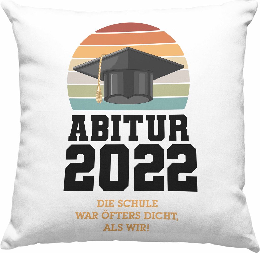Trendation - Abitur 2022 Bestanden Geschenk Deko-Kissen mit Füllung 40x40 Mit Abstand Geschenkidee Bestandenes Abi Öfter Dicht (Grün)